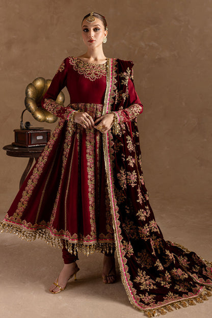 Marjjan | De Rose Velvet | MRV-13 (MEHROON) - Ladies Clothes - Maria Faisal