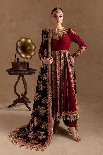 Marjjan | De Rose Velvet | MRV-13 (MEHROON) - Ladies Clothes - Maria Faisal