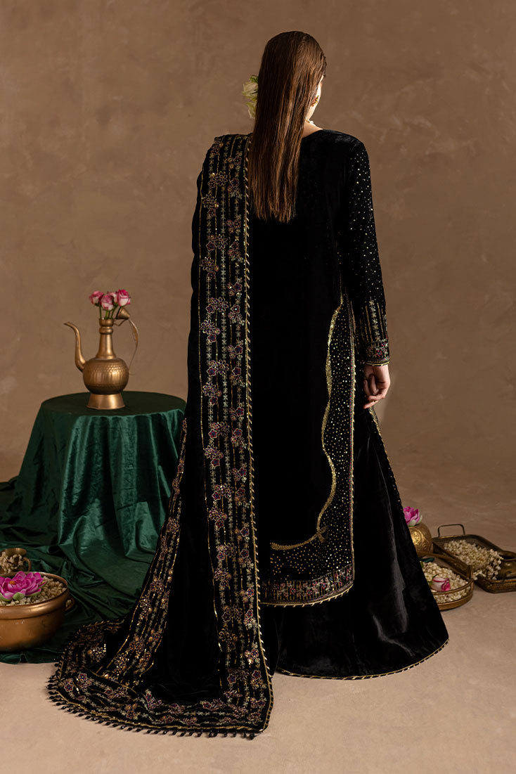 Marjjan | De Rose Velvet | MRV-09 (BLACK) - Ladies Clothes - Maria Faisal