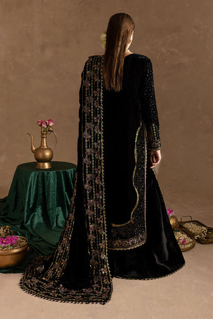 Marjjan | De Rose Velvet | MRV-09 (BLACK) - Ladies Clothes - Maria Faisal