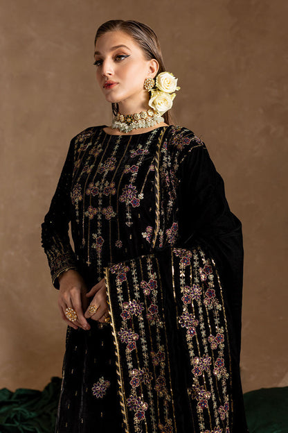Marjjan | De Rose Velvet | MRV-09 (BLACK) - Ladies Clothes - Maria Faisal