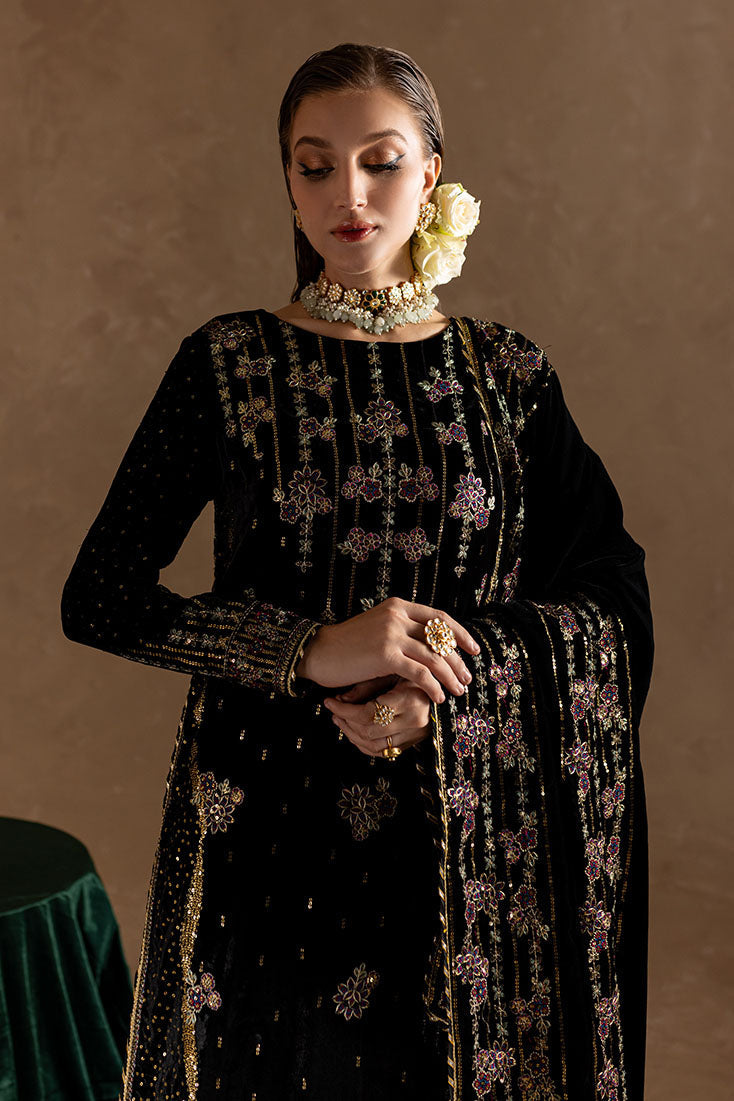 Marjjan | De Rose Velvet | MRV-09 (BLACK) - Ladies Clothes - Maria Faisal