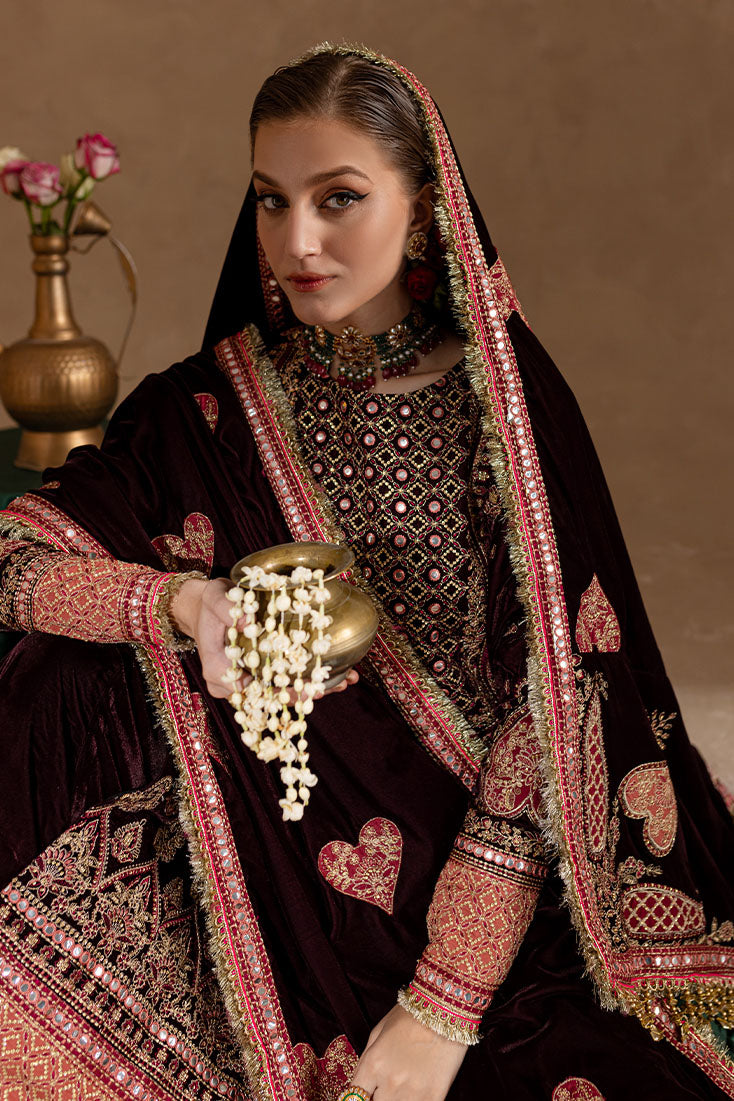 Marjjan | De Rose Velvet | MRV-08 (MEHROON) - Ladies Clothes - Maria Faisal