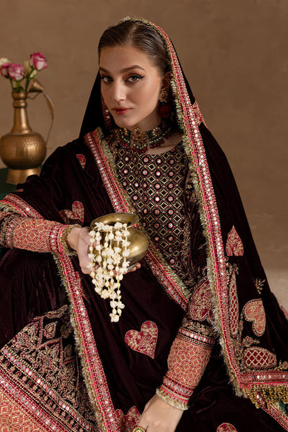 Marjjan | De Rose Velvet | MRV-08 (MEHROON) - Ladies Clothes - Maria Faisal