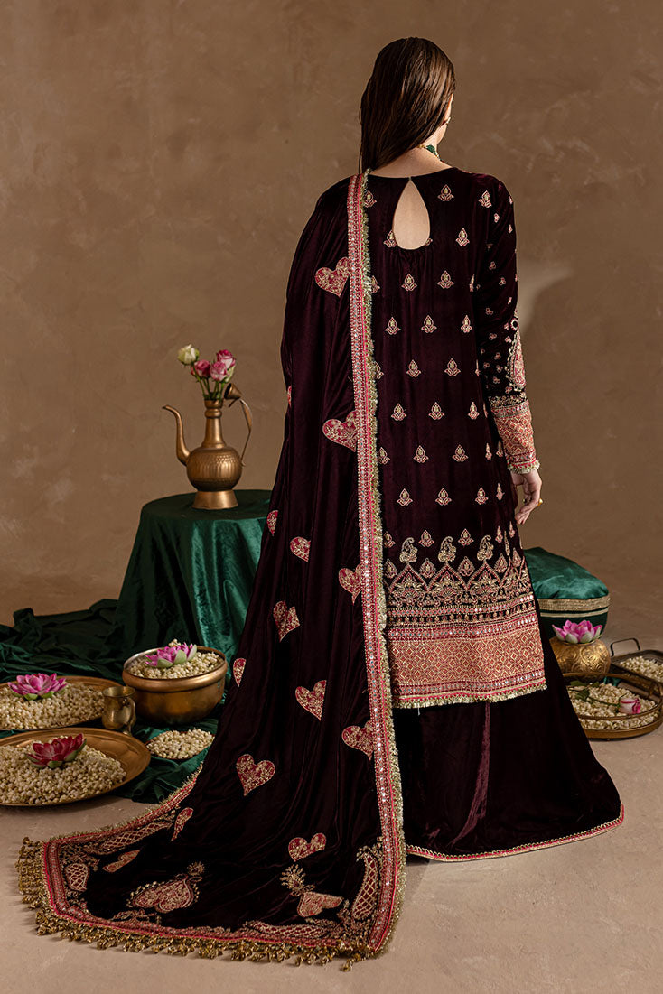 Marjjan | De Rose Velvet | MRV-08 (MEHROON) - Ladies Clothes - Maria Faisal