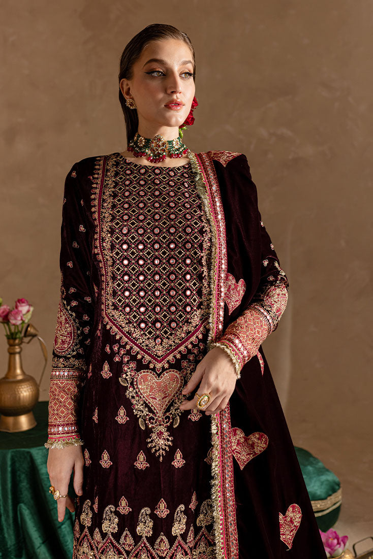 Marjjan | De Rose Velvet | MRV-08 (MEHROON) - Ladies Clothes - Maria Faisal