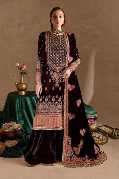 Marjjan | De Rose Velvet | MRV-08 (MEHROON) - Ladies Clothes - Maria Faisal