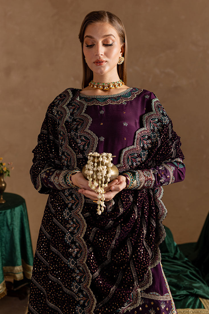 Marjjan | De Rose Velvet | MRV-12 (PURPLE) - Ladies Clothes - Maria Faisal