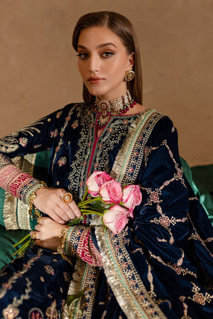 Marjjan | De Rose Velvet | MRV-10 (BLUE) - Ladies Clothes - Maria Faisal