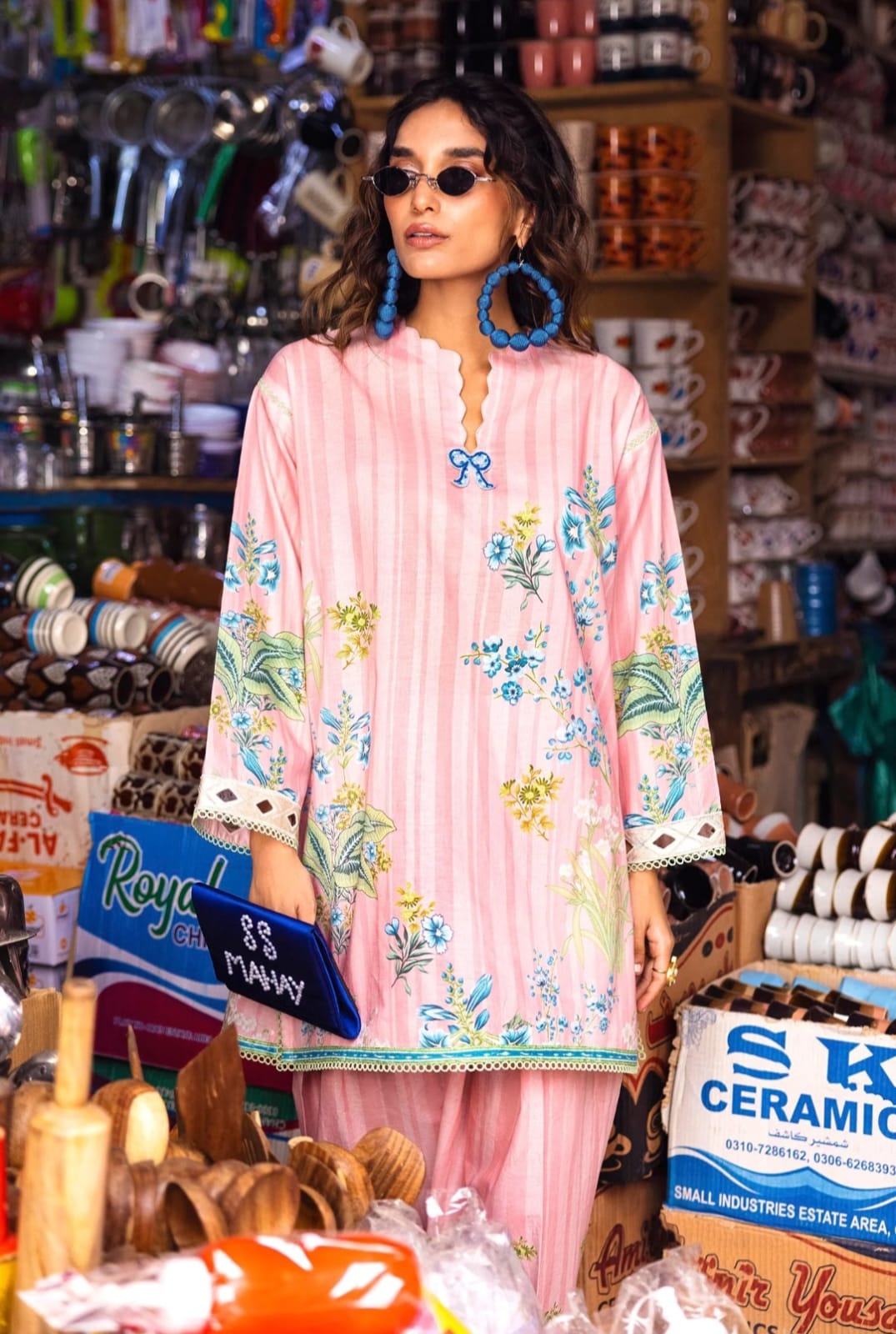 Sana Safinaz | Mahay Summer | H262-008B-2AC - Casual Dress - available at Maria Faisal in UK and USA.