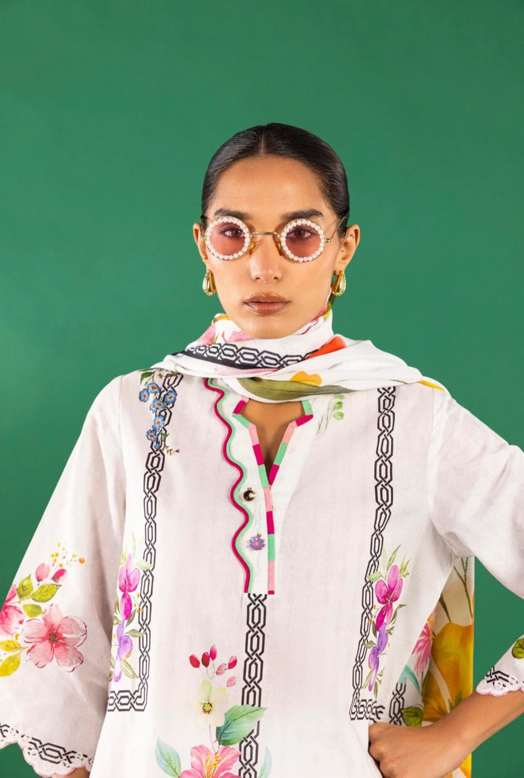 Sana Safinaz | Mahay Summer | H262-006A-2BS - Casual Dress - available at Maria Faisal in UK and USA.