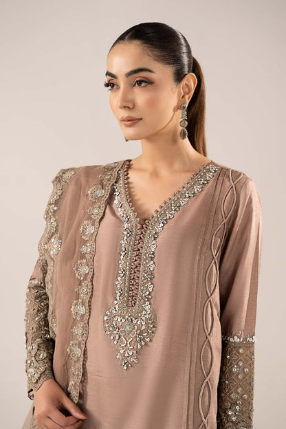 Maria B | Luxury Formals | SF-EF26-26-Coffee - Formal Dress - available at Maria Faisal in UK and USA.