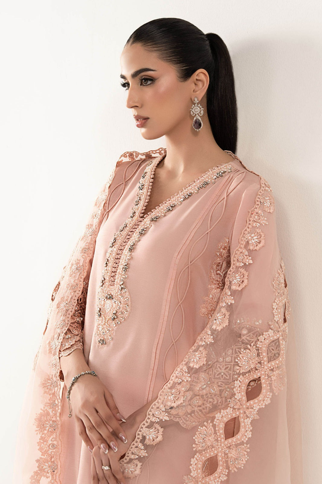 Maria B | Luxury Formals | SF-EF26-26-Pink - Formal Dress - available at Maria Faisal in UK and USA.