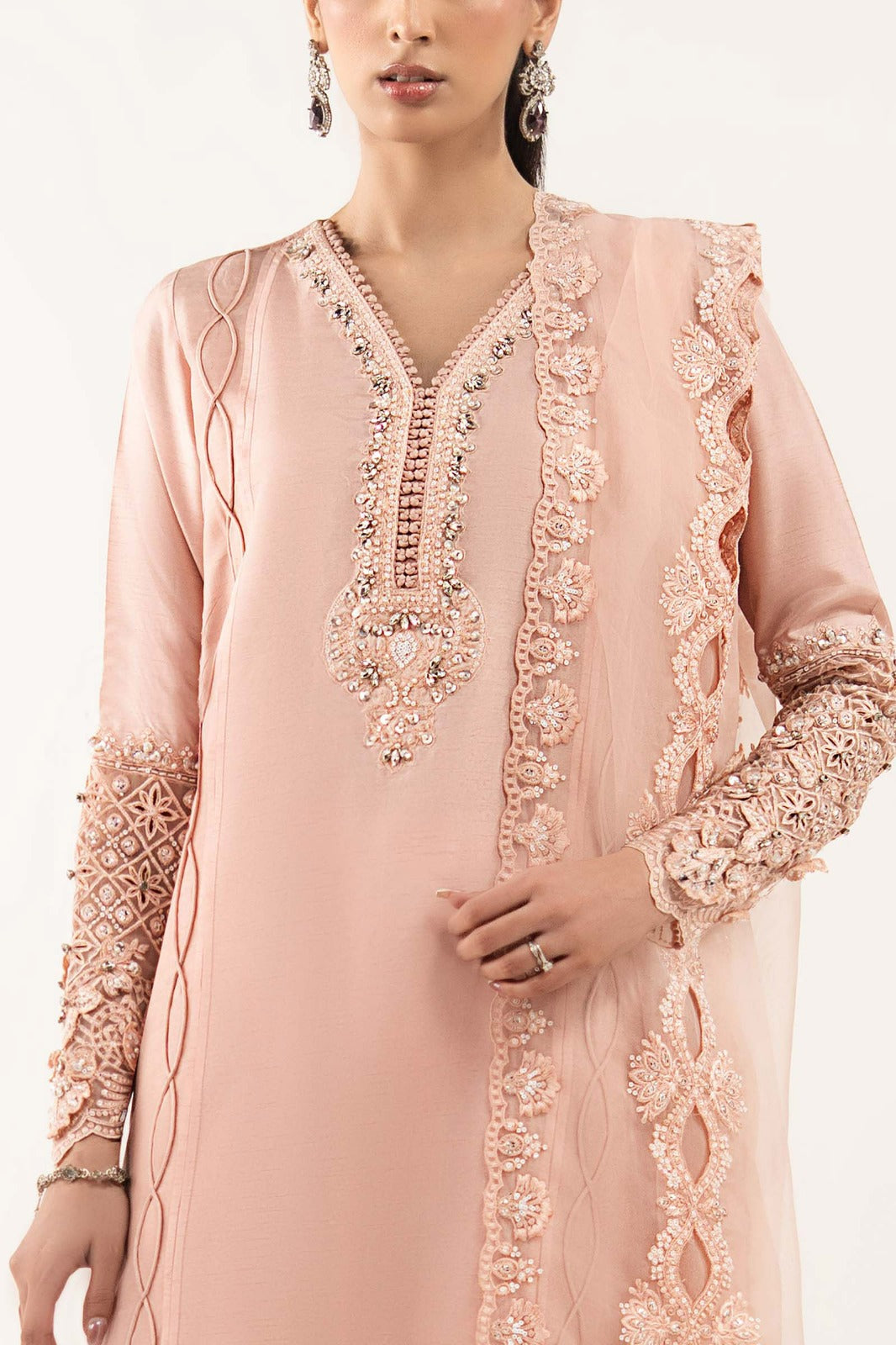 Maria B | Luxury Formals | SF-EF26-26-Pink - Formal Dress - available at Maria Faisal in UK and USA.