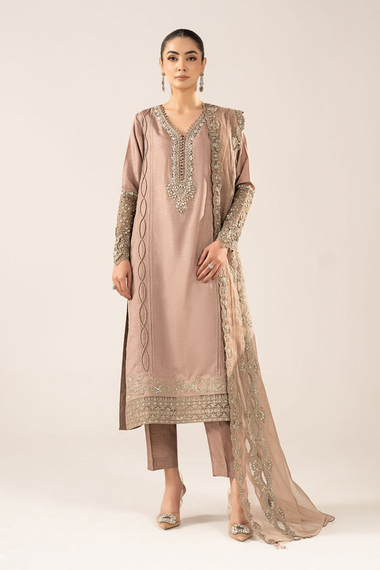 Maria B | Luxury Formals | SF-EF26-26-Coffee - Formal Dress - available at Maria Faisal in UK and USA.