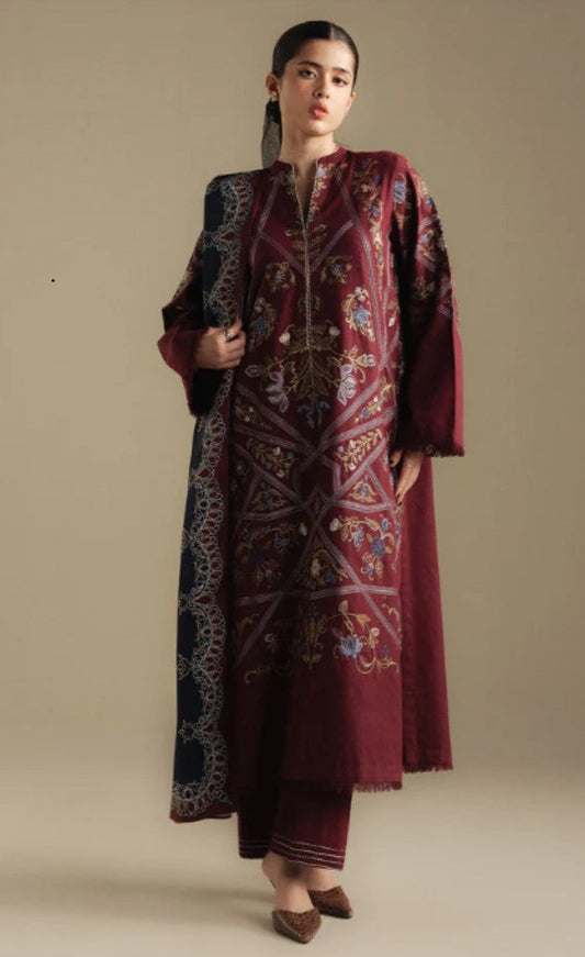 Zara Shahjahan | Coco Winter 25 | Coral-4B - Casual Dress - available at Maria Faisal in UK and USA.