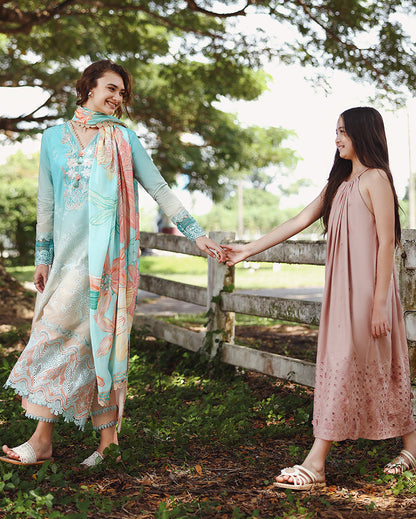 Mushq | Solace Ombre Chikankari | Whispered Dawn - Luxury Dress - available at Maria Faisal in UK and USA.