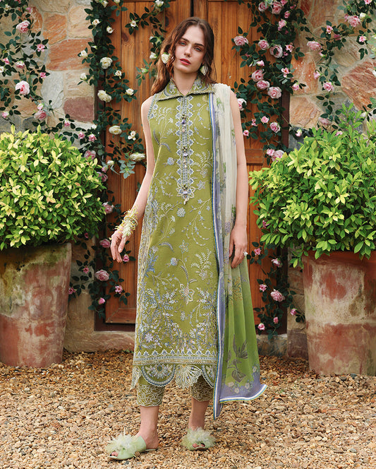 Mushq | The Secret Garden Lawn | Whispering Ivy - Luxury Dress - available at Maria Faisal in UK and USA.