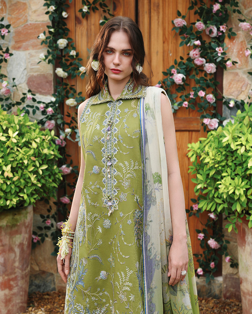Mushq | The Secret Garden Lawn | Whispering Ivy - Luxury Dress - available at Maria Faisal in UK and USA.