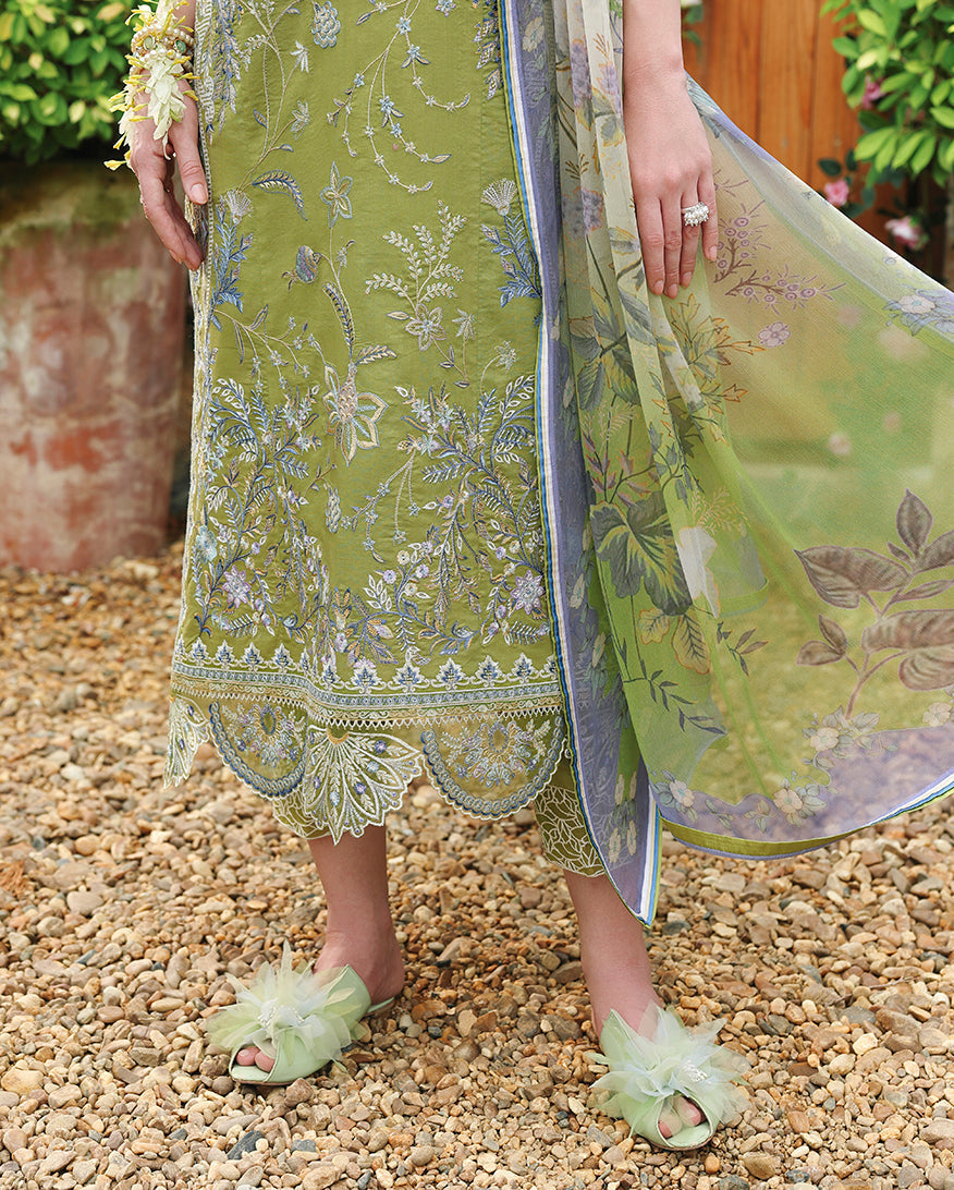 Mushq | The Secret Garden Lawn | Whispering Ivy - Luxury Dress - available at Maria Faisal in UK and USA.