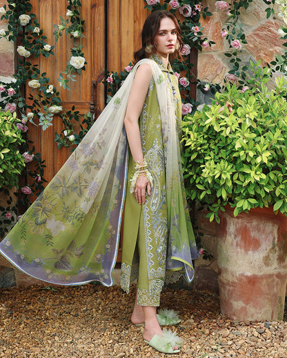 Mushq | The Secret Garden Lawn | Whispering Ivy - Luxury Dress - available at Maria Faisal in UK and USA.