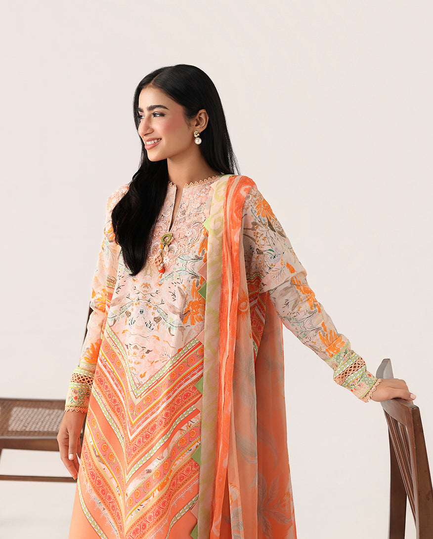 Roheenaz | Rosette Lawn | Whispering Wind - Casual Dress - available at Maria Faisal in UK and USA.