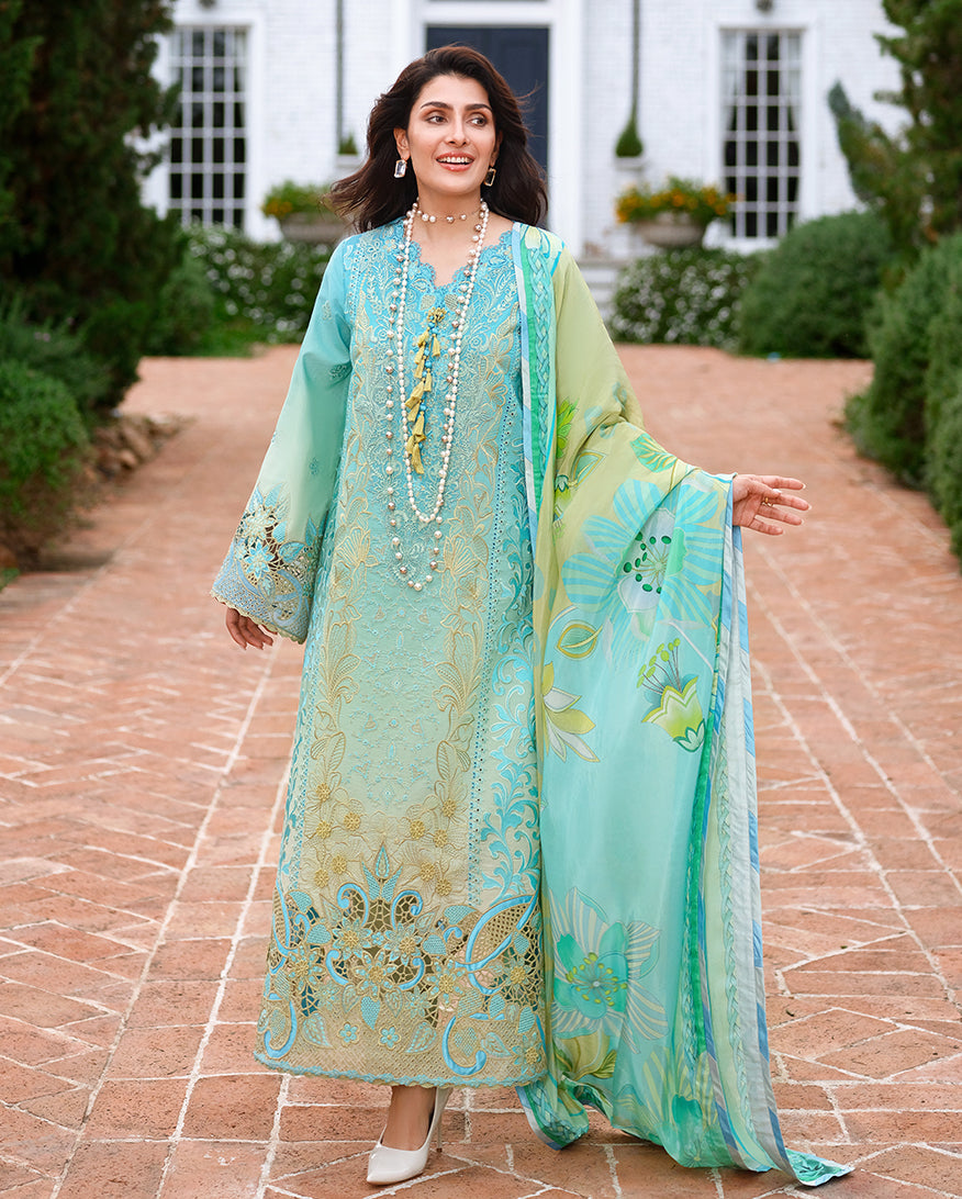 Mushq | Amoi Luxury Lawn | Whispering Winds - Luxury Dress - available at Maria Faisal in UK and USA.