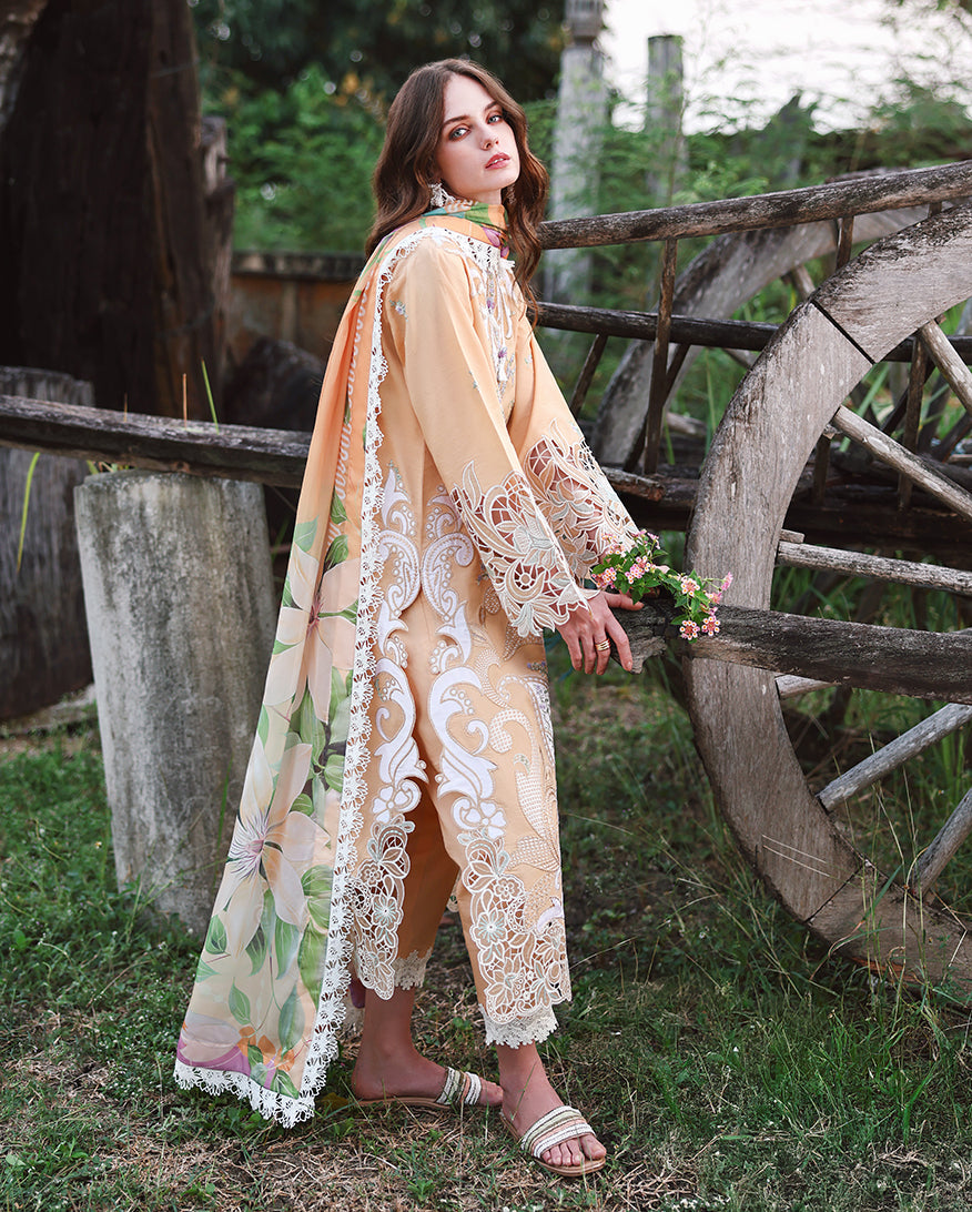 Mushq | The Secret Garden Lawn | Wisteria Veil - Luxury Dress - available at Maria Faisal in UK and USA.