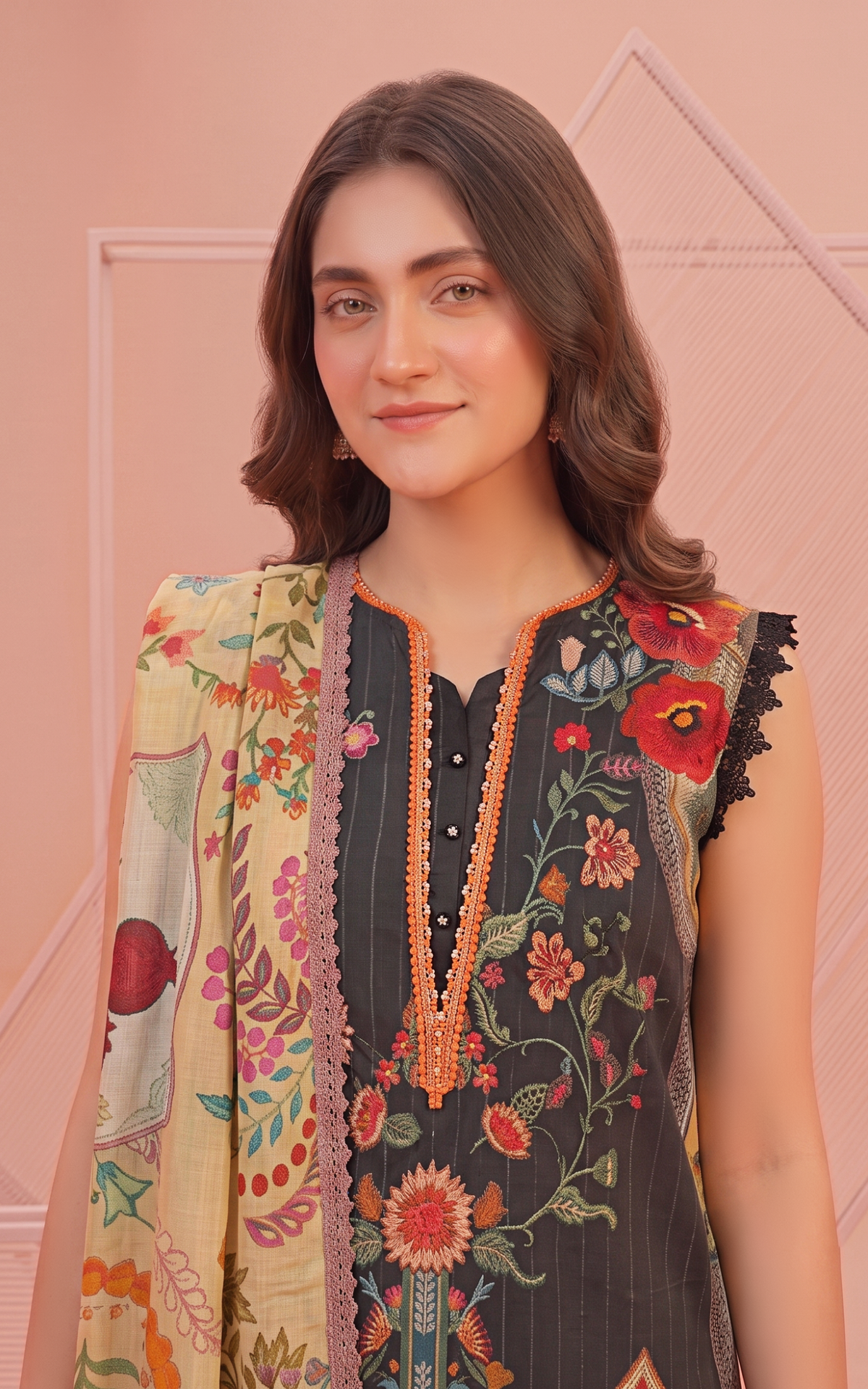 Asifa and Nabeel | Yakin 26 | Marigold (YKL26-01) - Casual Dress - available at Maria Faisal in UK and USA.