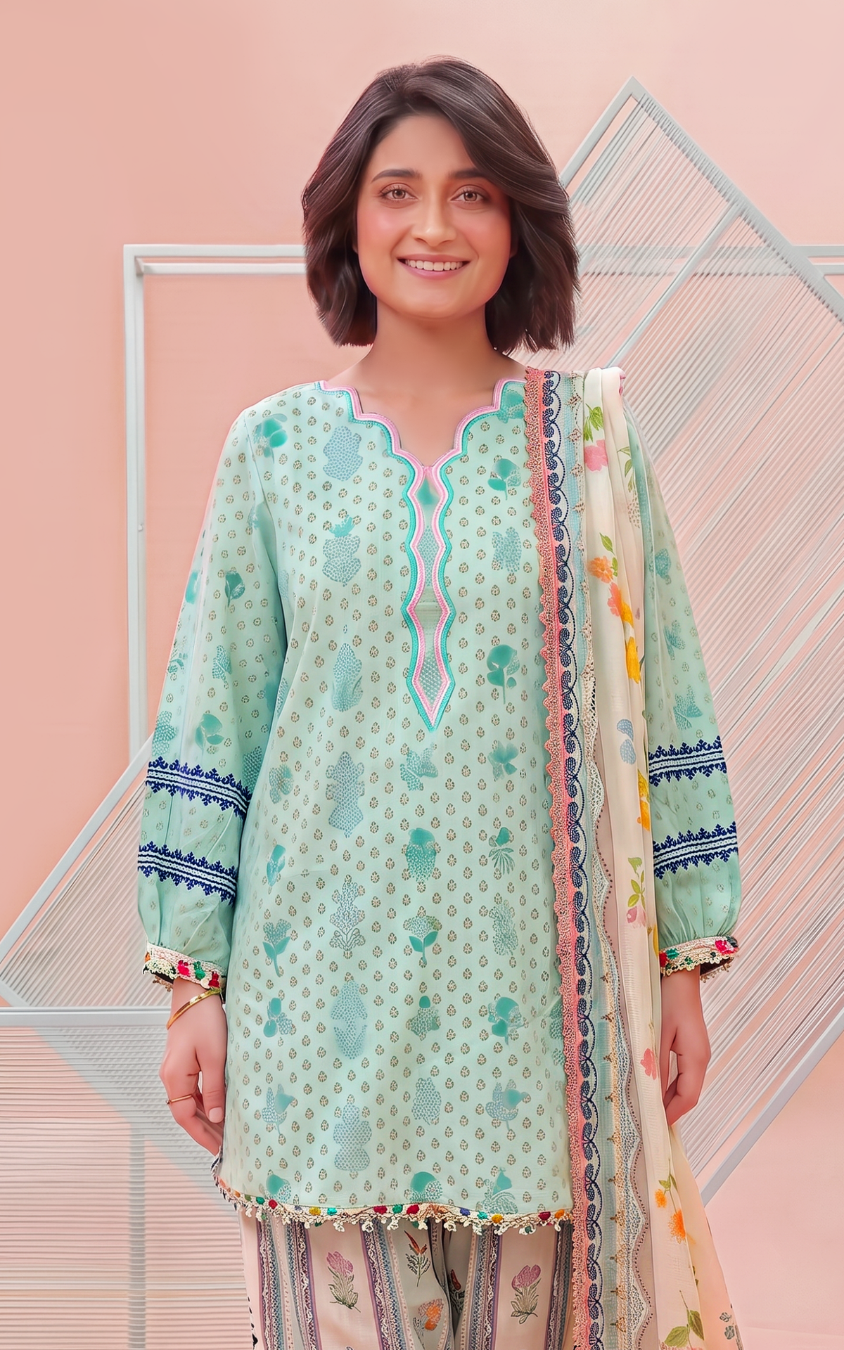 Asifa and Nabeel | Yakin 26 | Daisy (YKL26-03) - Casual Dress - available at Maria Faisal in UK and USA.