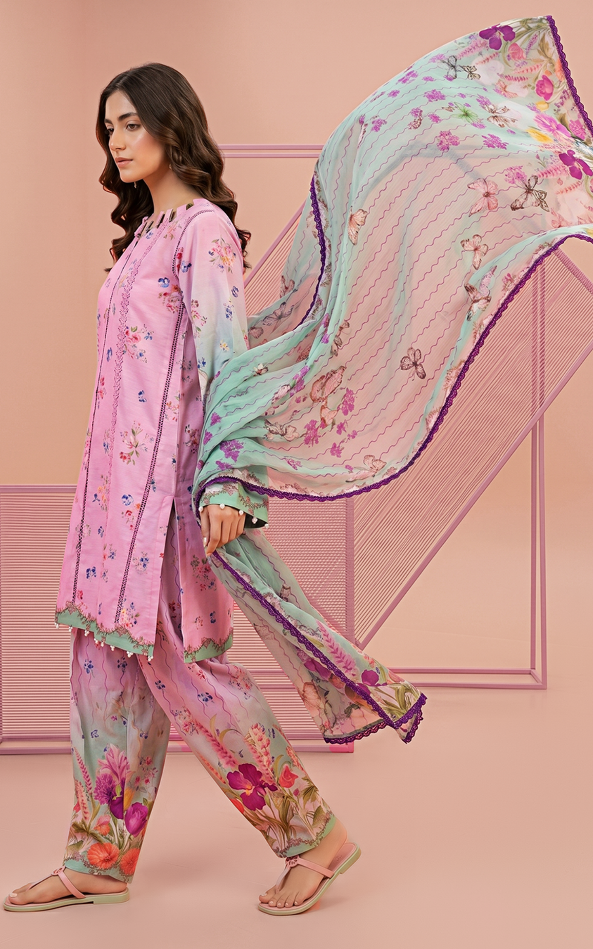 Asifa and Nabeel | Yakin 26 | Carnation (YKL26-06) - Casual Dress - available at Maria Faisal in UK and USA.