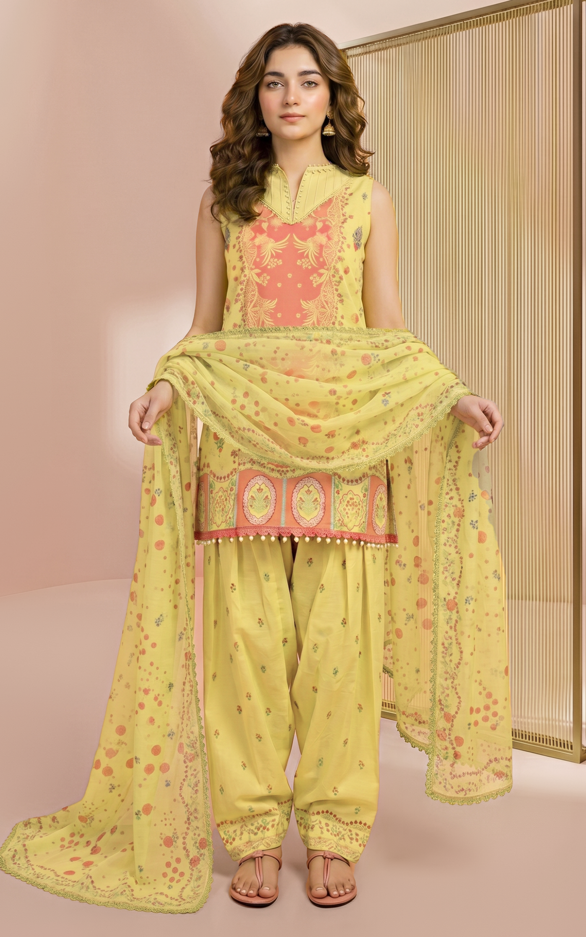 Asifa and Nabeel | Yakin 26 | Sunflower (YKL26-08) - Casual Dress - available at Maria Faisal in UK and USA.