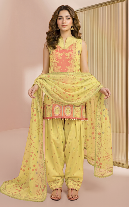 Asifa and Nabeel | Yakin 26 | Sunflower (YKL26-08) - Casual Dress - available at Maria Faisal in UK and USA.