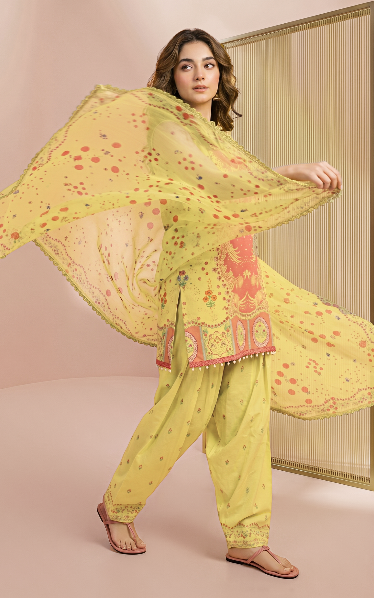 Asifa and Nabeel | Yakin 26 | Sunflower (YKL26-08) - Casual Dress - available at Maria Faisal in UK and USA.