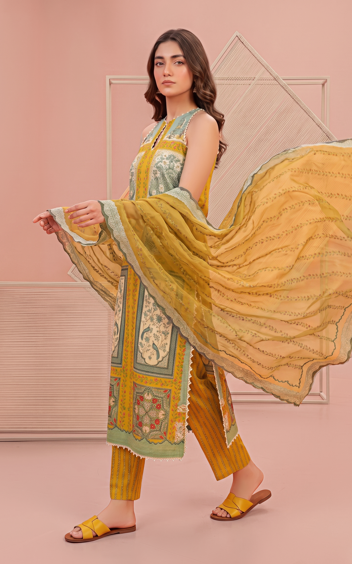 Asifa and Nabeel | Yakin 26 | Daffodil (YKL26-09) - Casual Dress - available at Maria Faisal in UK and USA.