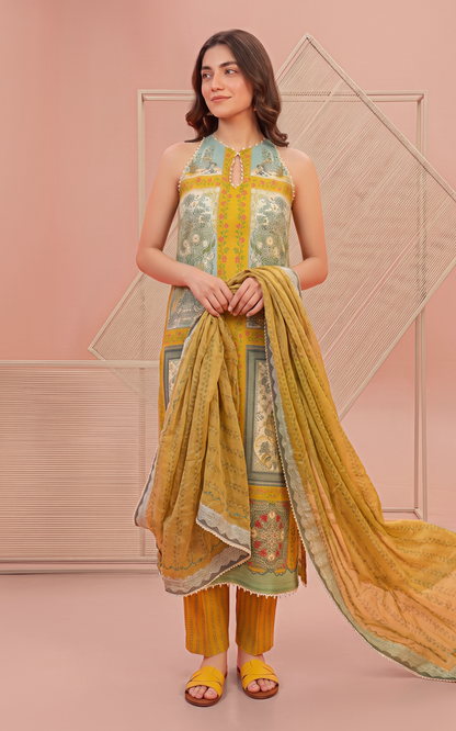 Asifa and Nabeel | Yakin 26 | Daffodil (YKL26-09) - Casual Dress - available at Maria Faisal in UK and USA.