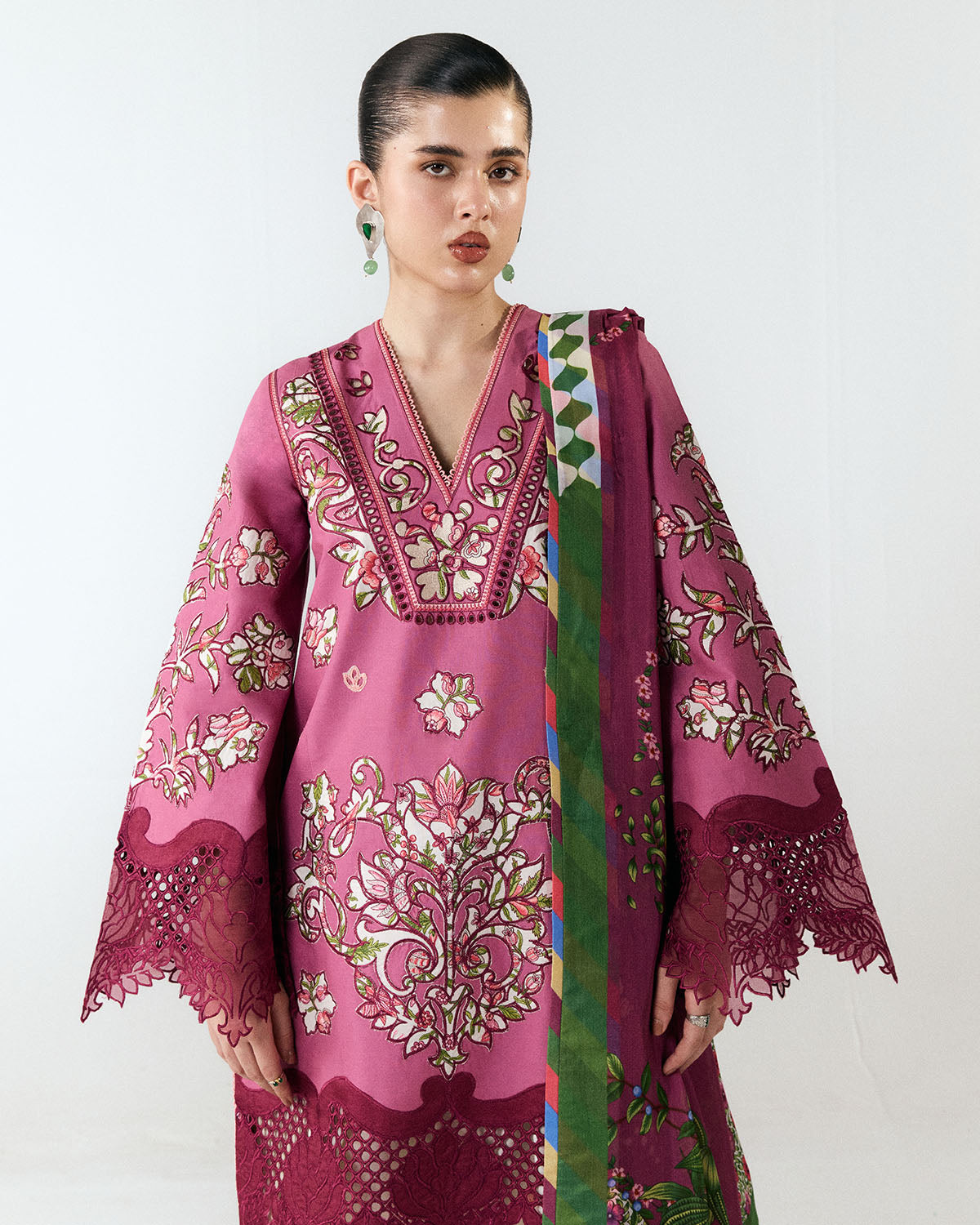Jugnu | SS 26 Lawn | Yawi - Luxury Dress - available at Maria Faisal in UK and USA.