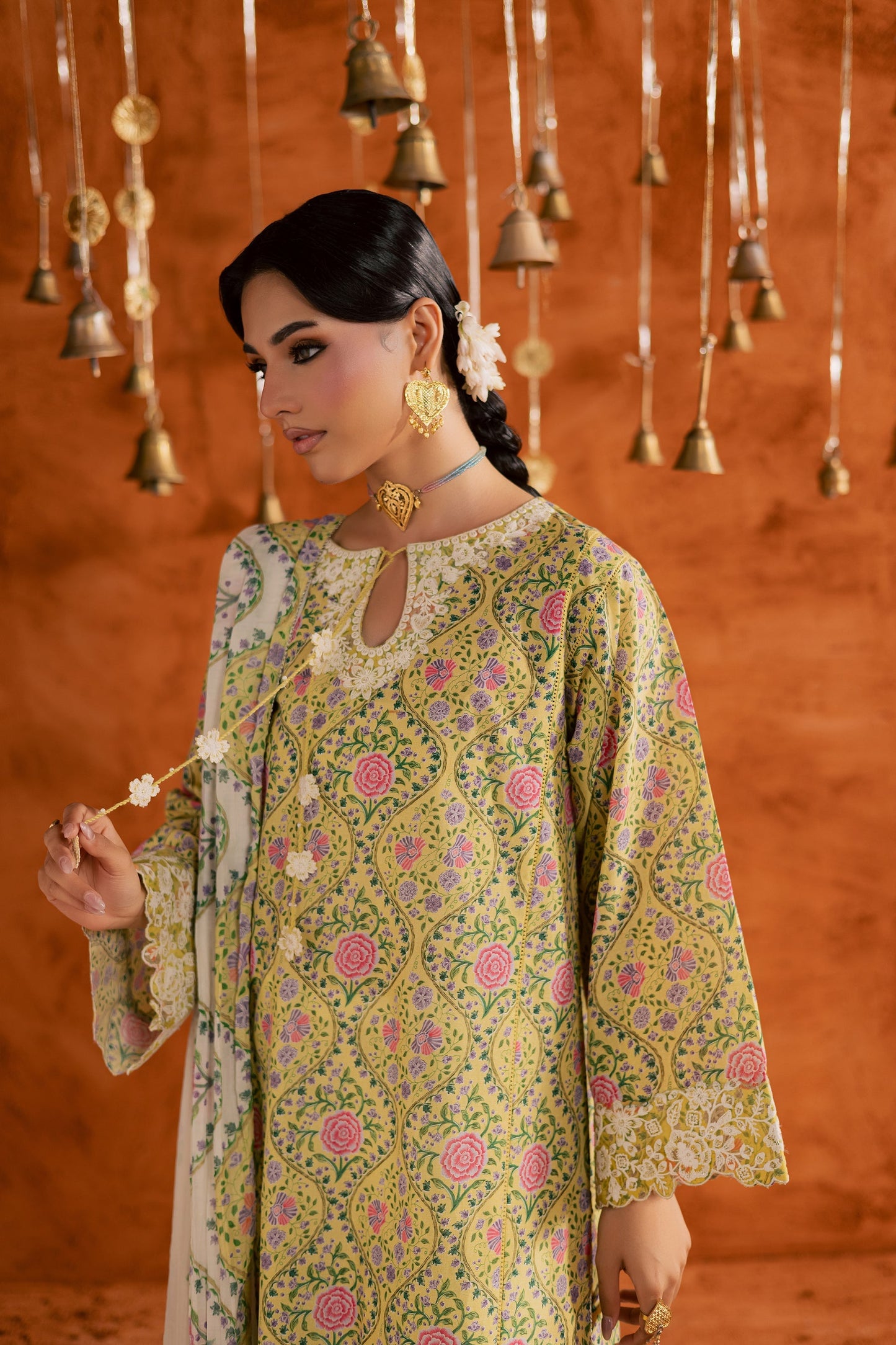 Batik | Festive Eid 26 | Yellow Minsa - Luxury Dress - available at Maria Faisal in UK and USA.