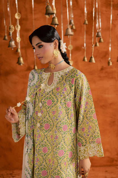 Batik | Festive Eid 26 | Yellow Minsa - Luxury Dress - available at Maria Faisal in UK and USA.