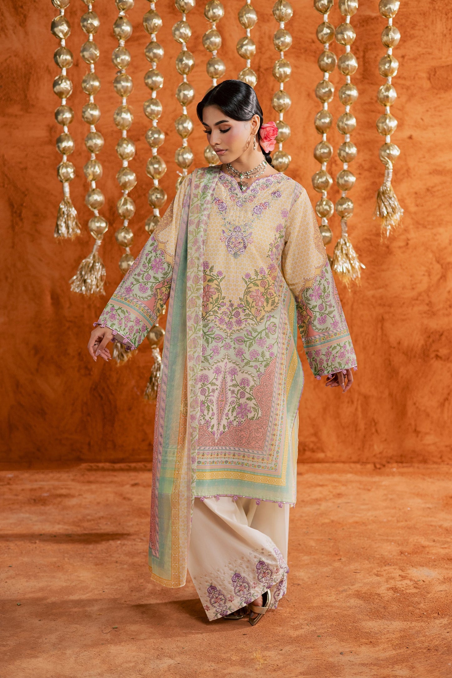 Batik | Festive Eid 26 | Yellow Tofu - Luxury Dress - available at Maria Faisal in UK and USA.