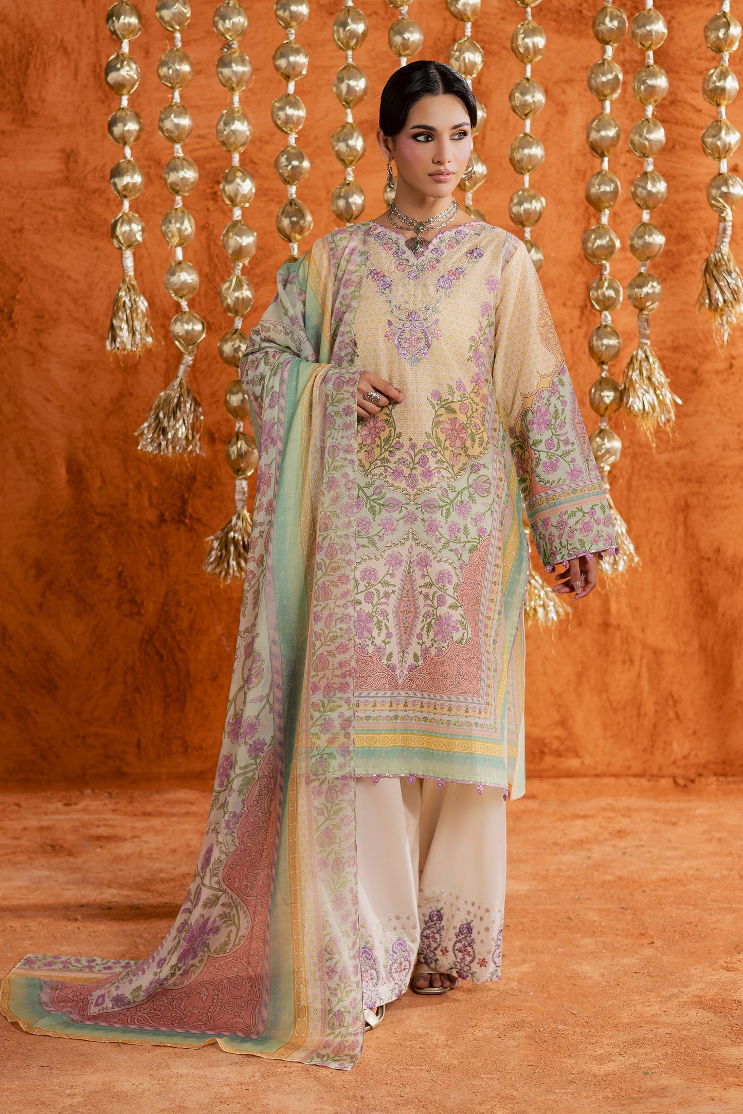 Batik | Festive Eid 26 | Yellow Tofu - Luxury Dress - available at Maria Faisal in UK and USA.