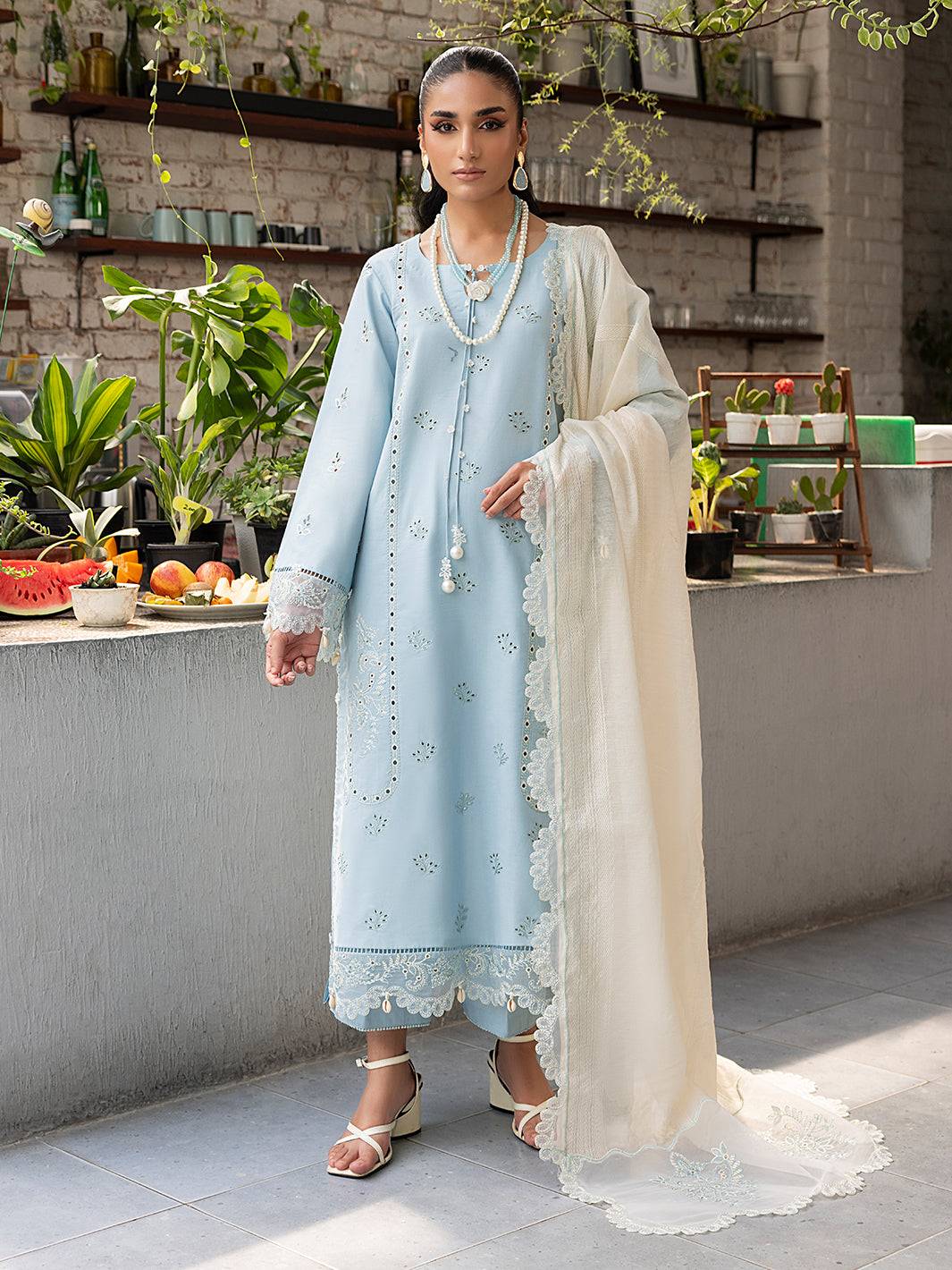 Izel | Meadow Muse Embroidered Lawn 25 | ZARELLE by Maria Faisal - Registered Vendor of : Izel - type : Ladies Clothes - 100% original wedding dresses