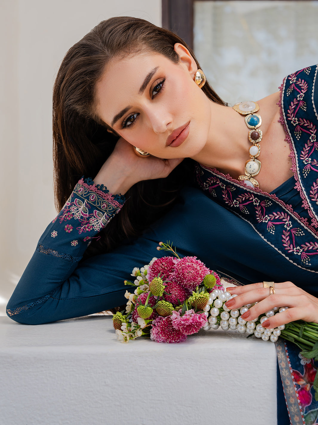 Izel | Dareen Luxury Lawn 26 | Zeenat - Luxury Dress - available at Maria Faisal in UK and USA.