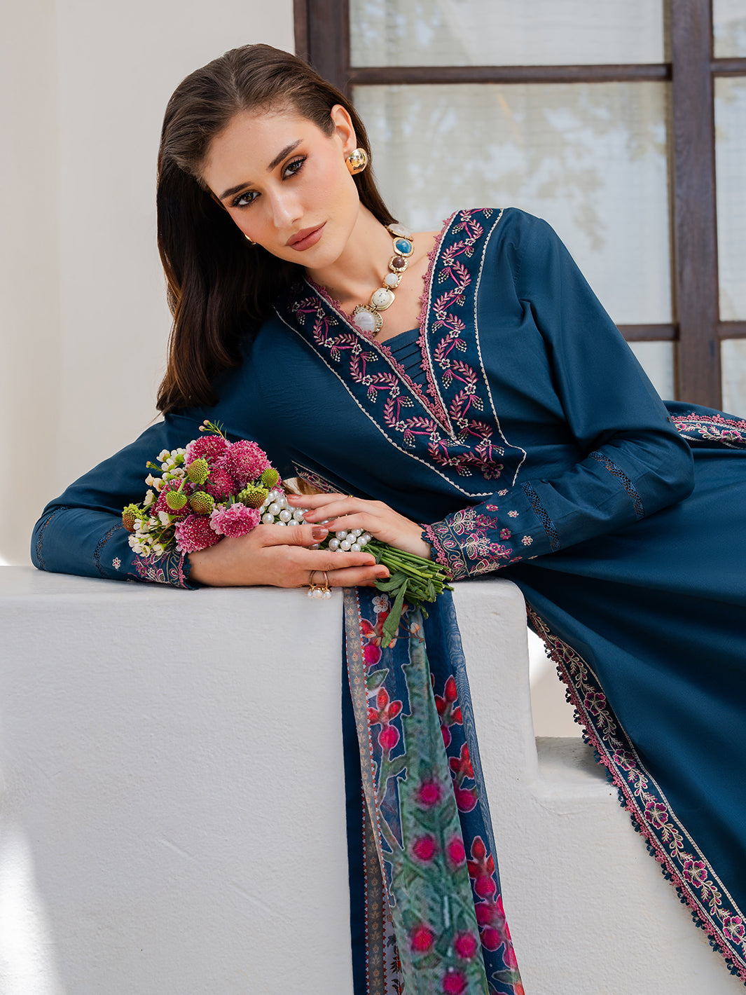 Izel | Dareen Luxury Lawn 26 | Zeenat - Luxury Dress - available at Maria Faisal in UK and USA.