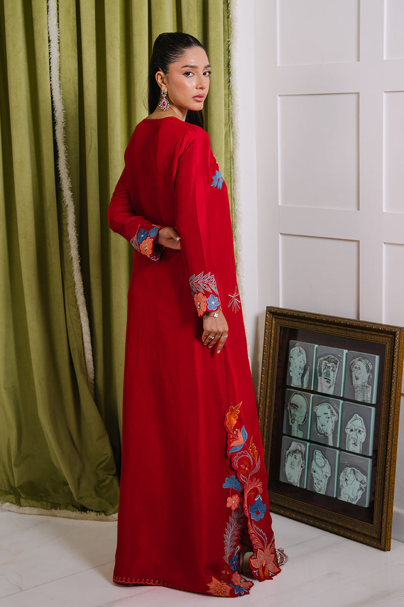 Mina Hassan | Signature Luxe 25 | Crimson Dream Kaftan - Formal Dress - available at Maria Faisal in UK and USA.