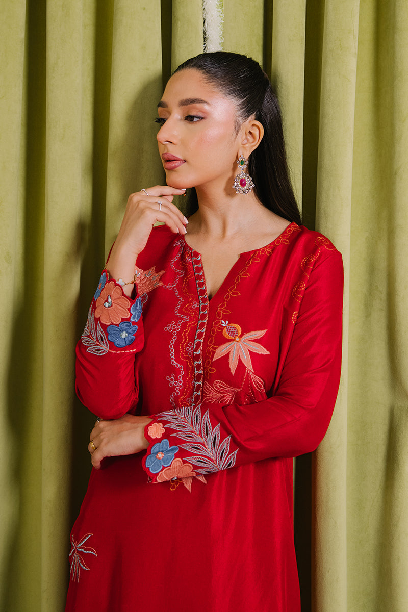Mina Hassan | Signature Luxe 25 | Crimson Dream Kaftan - Formal Dress - available at Maria Faisal in UK and USA.
