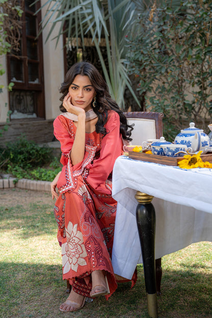 Wahaj M Khan | Pari Collection | Rust Maroon Kaftan Pari Outfit