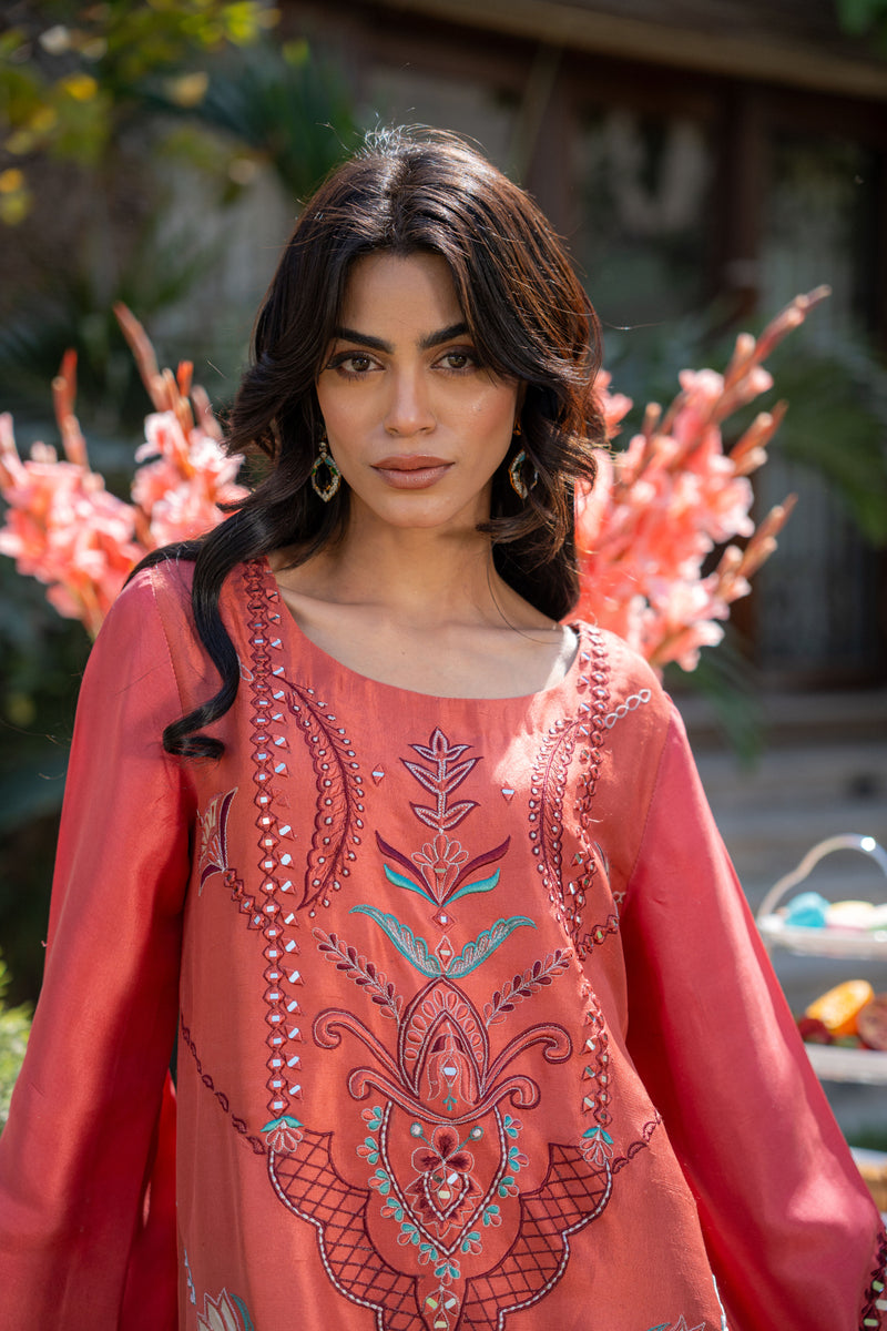 Wahaj M Khan | Pari Collection | Rust Maroon Kaftan Pari Outfit