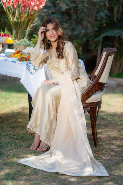 Wahaj M Khan | Pari Collection | Ivory biege Pari Outfit - Ladies Clothes - Maria Faisal