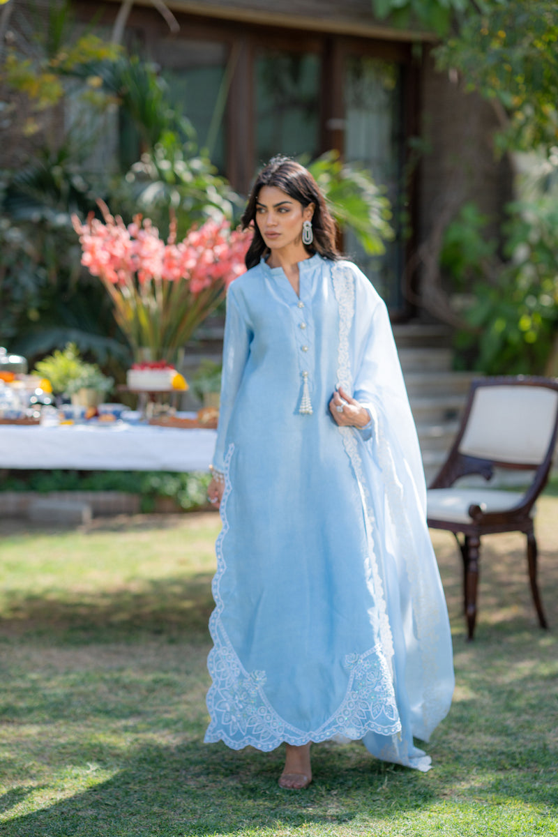 Wahaj M Khan | Pari Collection | Ferozi Pari Sheesha Outfi - Ladies Clothes - Maria Faisal